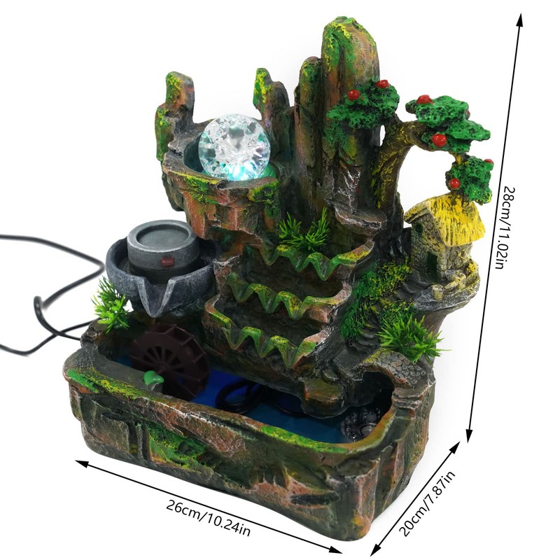 Rockery Fountain Indoor Tabletop Water Fountain Desktop Mountain Cascading Waterfalls