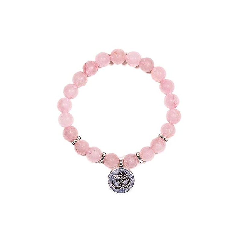 Mala Bracelet Rose Quartz with 21 Rose Quartz Beads Elastic