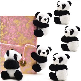 SUSHAFEN 6Pcs Finger Panda Plush Panda Clips Curtain Holder Stand Note Clip Photo Holder Stand Chinese Style Souvenir Cute Panda Plush Toy Finger Kids Toy,Home Decoration Plant Pots Bonsai Craft Decor
