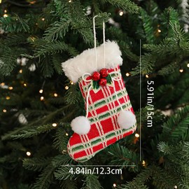 Small Hanging Leg Christmas Ornaments Cute Socks, Hats, Clothes Christmas Tree Decorations Indoor Outdoor Winter Party for Home Decor (B)
