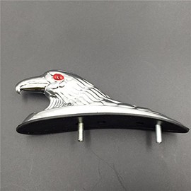 XKMT-Chrome Front Fender Bonnet Eagle Head with Red Eyes [B01B269DYY]