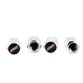 XDG 4Pcs Valve Stem Air Caps Red SS Logo Car Tire Covers Rustproof Zinc Alloy Chrome for Chevy Camaro Ford Styling Decoration Accessories(Tires Parts Valve Caps) (Silver)