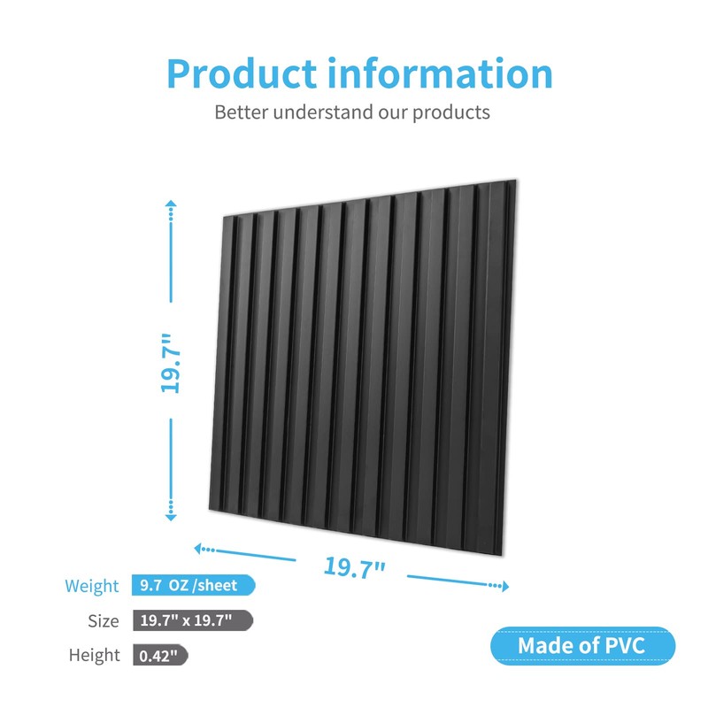 Art3d Slat Wall Panel, 3D Fluted Textured Panel 12-Tile 19.7