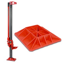 BIG RED Farm Jack 48" with Jack Base Mate,Utility High Lift Farm Jack with Off-Road Jack Base Stand to Alleviate Jack Hoisting Sinkage,Sand Mud Snow Recovery Kit for Car Truck Jeep ATV SUV UTV