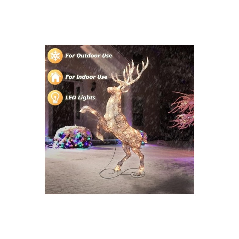 48" Lighted Elk, 90 UL Listed Warm White LED Lights