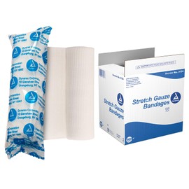 Dynarex Stretch Rolled Gauze Bandage - Individually Wrapped Polyester Conforming & Absorbent Gauze Roll for Wound Dressing - 4" x 4.1 Yards, Bulk Case of 500