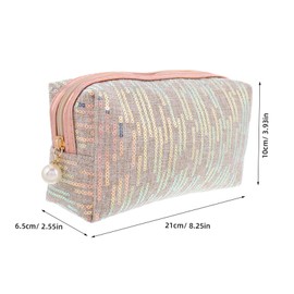 Ipetboom Sequin Cosmetic Bag for Women Spacious Makeup Organizer with Portable Design Daily Use Toiletry Pouch Travel Carrying Glitter Handbag