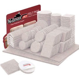 Yelanon Felt Furniture Pads -182 Pcs Premium Felt Pads for Chair Legs Furniture, Floor Protectors for Hardwood Floors, Beige