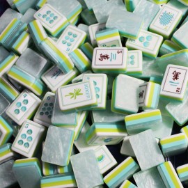 1.26*0.95*0.63 Inch Wholesale 4 Layer Engraved Acrylic Luxury 160 Set Coral Sea America Mahjong TilesSize: 1.26*0.95*0.63 Inch, Color: Green Monkey