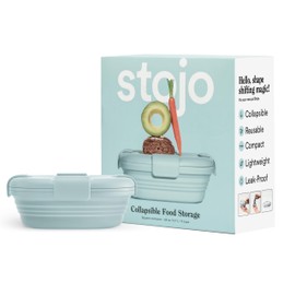 STOJO Collapsible Sandwich Box – 24oz, Reusable Food Storage Container, Silicone Bowl for Hot/Cold Food – Meal Prep, Lunch, Camping, Hiking – Dishwasher Safe (Set of 1, Aquamarine)