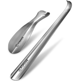 ZOMAKE Metal Shoe Horn Long Handle 16.5 Inch & 7.5 Inch Small Shoehorn Stainless Steel for Seniors, Chausse Pied Manche Shoe Helper for Elderly Women