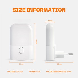 GRIFEMA Night Light Socket with Twilight Sensor, Children's Night Light, Dimmable, Socket Lamp Baby for Children's Room, Stairs, Aisle, Bedroom, Kitchen, Warm White