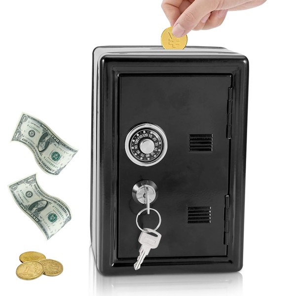 HERCHR Metal Combination and Key Money Bank Safe,Money Box Tin,Metal