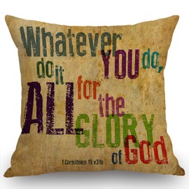 Swono Christian Bible Verse Farmhouse Pillow Cover 18x18 Inch Home Decor Cotton Linen Throw Pillow Case Cushion Cover for Sofa Couch