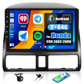 [2G+64G] Android 15 Car Stereo for Honda CRV 2002-2006 with Wireless CarPlay&Android Auto,9 Inch 1024 * 600P IPS Touch Screen,Bluetooth,GPS Navigation,WiFi,FM/RDS,EQ,SWC,HD Backup Camera