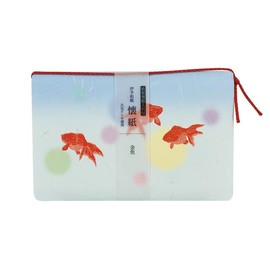 Kamiiso No.3509 Kimono Beauty Kaishi with Case, Goldfish, 6.9 x 5.7 inches (175 x 145 mm), Pack of 20