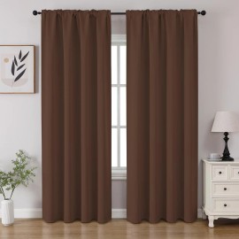 CUCRAF Brown Blackout Curtains 52X84 Pack Of 2 Thermal Insulated Noise Reducing