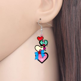 DUOWEI Cute Valentines Day Gifts Pink Donuts Love Earrings Acrylic Heart Dangle Jewelry for Women Teen Girls Lovers Charms Gifts (Rose)