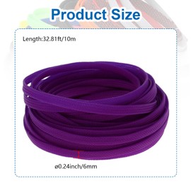Heyiarbeit 10m/32.8ft PET Expandable Braided Sleeving 1/4-inch Width Flexible Wire Mesh Sleeve for USB Cable Power Cord Audio Video Cable - Protect Cat from Chewing Cords - Purple