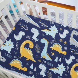 Fitted Sheet for Cot Bed Dinosaur 140 x 70 cm, 100% Soft Cotton Jersey, Baby Mattress Protector Fitted Sheet with up to 15 cm Base Height Mattress Height