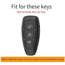 ontto Key Cover Car Key Case Fits Ford Focus 3 4 ST Mondeo MK3 MK4 Edge Fiesta C-Max Explorer Fusion Kuga Ecosport 3 Buttons PVC Metal Protective Case Key Fob, A Black