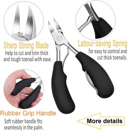 4PCS Toe Nail Clipper for Ingrown or Thick Toenails,Toenails Trimmer and Professional Podiatrist Toenail Nipper for Seniors with Surgical Stainless Steel Surper Sharp Blades Soft Grip Handle