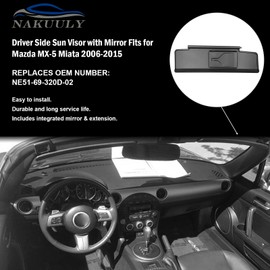 Nakuuly Front Right Passenger Side Sun Visor Black with Vanity Light Compatible with Mazda MX-5 Miata 2006 2007 2008 2009 2010 2011 2012 2013 2014 2015 Replaces # NE51-69-270D-02