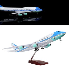 24-Hours 18” 1:130 Scale Model Jet United States Air Force One Plane B747 Model Planes Kits Display Diecast Airplane for Adults with LED Light(Touch or Sound Control)
