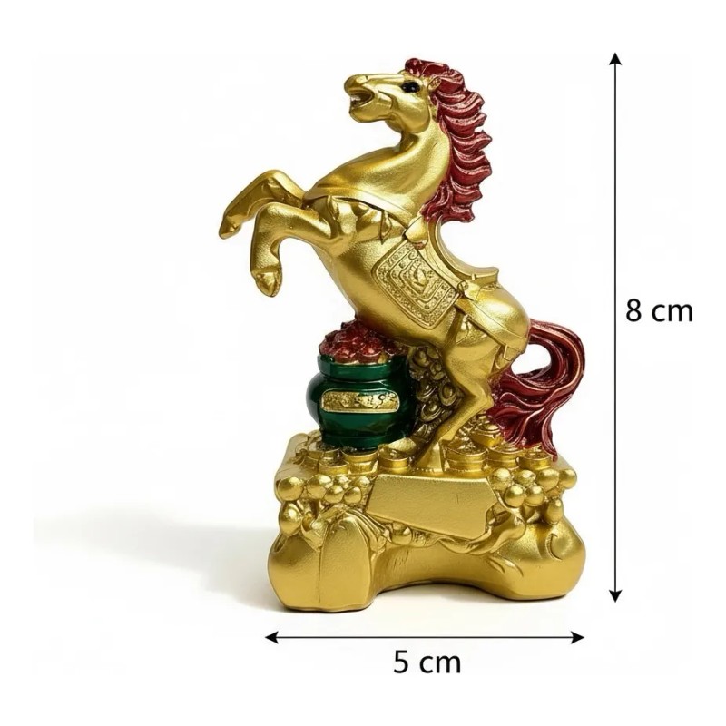 Caballo Figura De Resina Año Chino 8x5cm Dorado