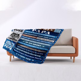 to My Papa 60X80 Soft Bed Blanket 310 Grams Blue Throw Gifts for Papas Meaningful Father's Day Present for Your Papa from Grandkids at Christmas to Keep Warm on Sofa Bed Easy Maintenance