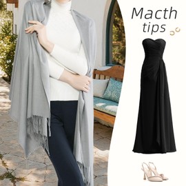 RIIQIICHY Grey Pashmina Shawls and Wraps for Women Wedding Ladies Winter Scarf