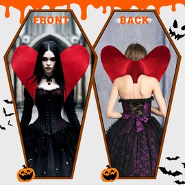 Wolancy Womens Evil Queen Hearts Stand up Collar Victorian Gothic Vampire Neck Collar Medieval Renaissance Standing Collar (Red, One Size)