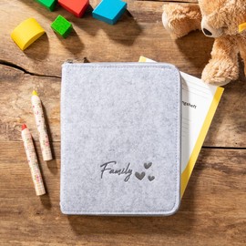 luxdag Mom's Organiser A5 with Zip Made of Felt (Choice of Colour and Embroidery) - Cover for Maternity Passport, Examination Book, Ultrasound Pictures & Vaccination Certificate - Gift for Expecting