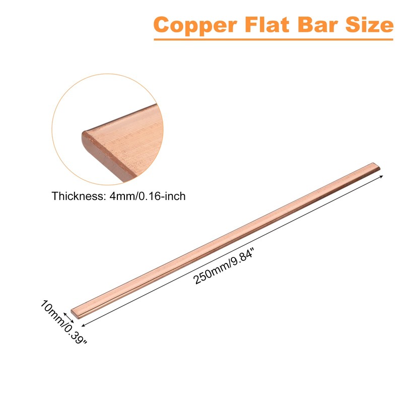 sourcing map Copper Flat Bar, 5/32" Thickness x 3/8" Width