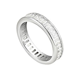 925 Sterling Silver Cz Baguette Cut Full Eternity 4mm Band Ring size J K L M N O P Q R S (K)