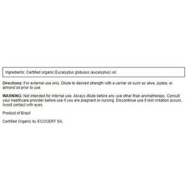 Swanson Aromatherapy Certified Organic Eucalyptus Essential Oil 0.5 fl oz Liquid
