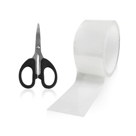 1 Roll Car Door Sill Protector 1 Scissors Door Sill Protector Car Anti-collision Trim Car Transparent Carbon Fiber Door Sill Protector Strip