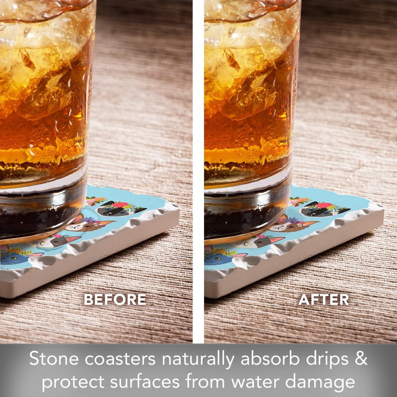 Thirstystone Cats with Crowns 4-Pack Tumbled Tile Stone Coasters with