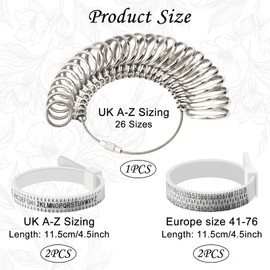 FAINCA Pack of 5 ring sizers, ring sizer, ring sizer, ring sizer, EU size 41-76/EU size A-Z ring sizer, band, ring size measuring, for measuring ring diameters, ring size for fingers