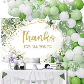 Mocsicka Thank You Backdrop We Appreciate You Staff Teachers Professors Photo Backdrop Sage Green Thanks for All You Do Banner Retirement Appreciation Supplies (7x5ft)