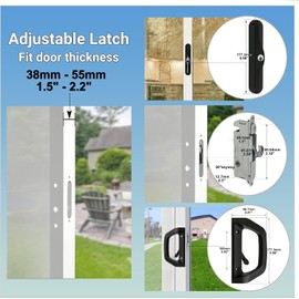 Sliding Door Lock and Handle Set with Key for Sliding Glass Door Lock, Fits Door Thickness 1-1/2" to 1-3/4", 3-15/16” Screw Hole Spacing, Reversible Design(Non-Handed) White