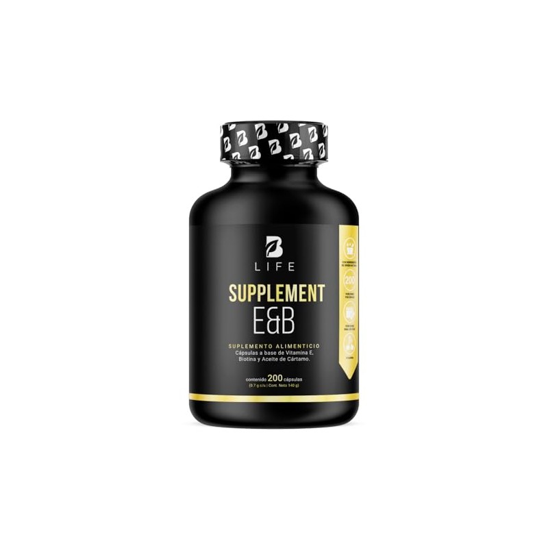 B Life Company Vitamina E + Biotina de 200 Cápsulas.