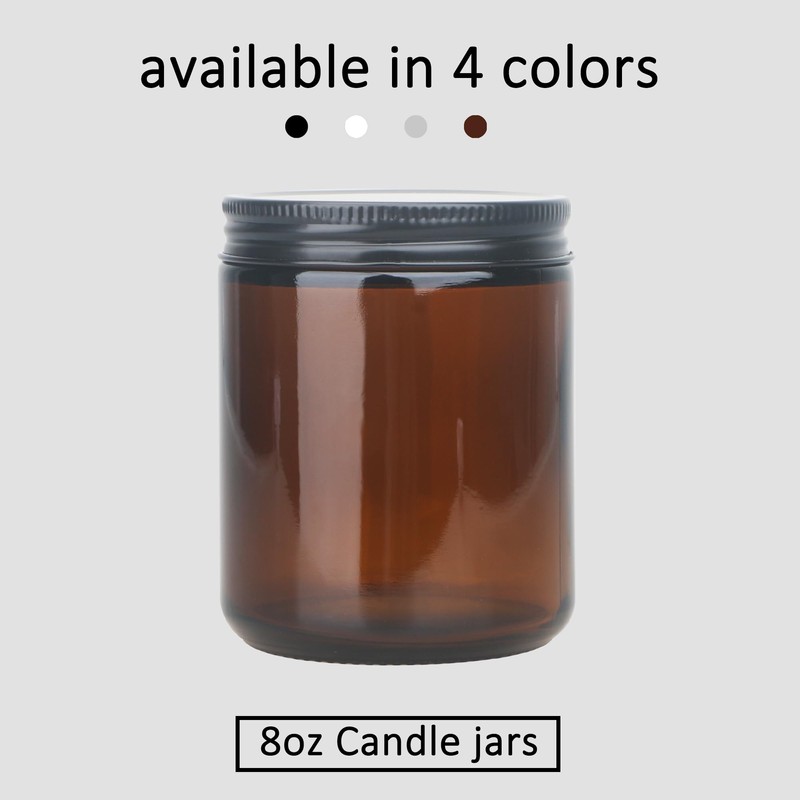 MILIVIXAY 20 Pack 8 OZ Thick Glass Dark Amber Candle