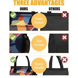 Fmeida Cooler Bag Insulated Lunch Bag for Women Thermal Lunch Tote Bag Reusable Lunch Box Bags for Girls Women Ladies Front and Side Pockets Colorful Circle