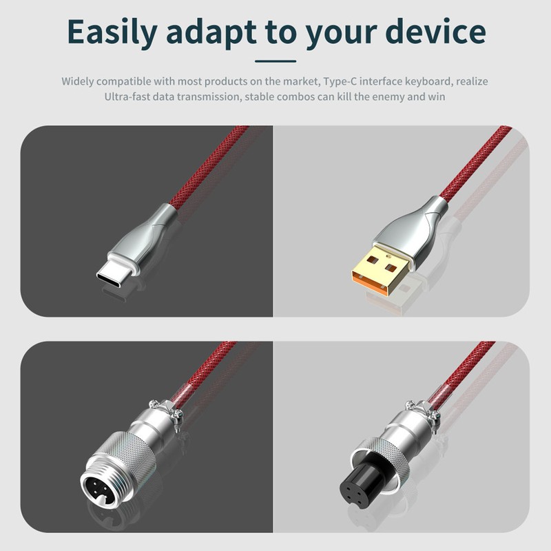 Mechanical Keyboard Cable Double Sleeve Custom Coiled with Detachable Metal
