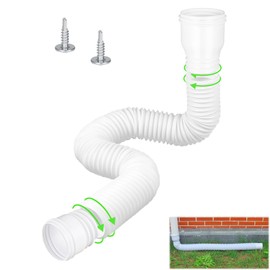 Bocguy Rain Gutter Downpipe, 1 Piece Gutter Flexible Downpipe Extension, Downpipe Extension from 47 to 150 cm, Rain Gutter Downpipe Extension Set for Downpipe 80/100 mm (White, 1 Piece)