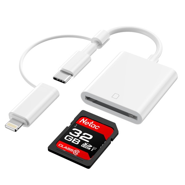 SD Card Reader for iPhone iPad,Belcompany Dual USB-C & Lightning
