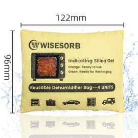 Wisesorb 120g x 3pcs Rechargeable Gun Safe Dehumidifier, Color Indicating Desiccant Packs with Transparent Window for Storage, Reusable Dehumidifier Bags Moisture Absorbers Safe Dehumidifier