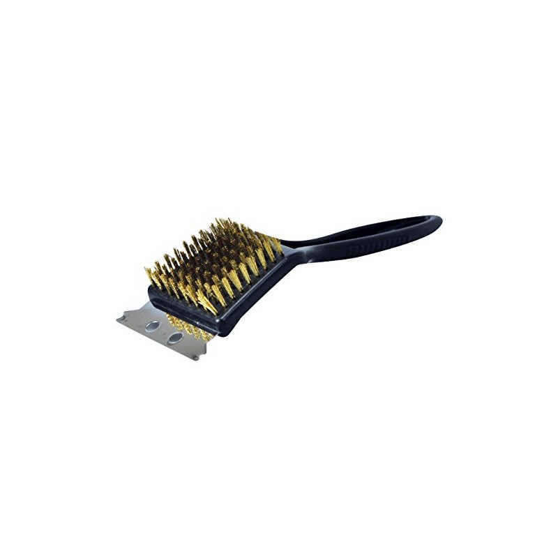Kingfisher BBQBRUSH BBQ Bristle Cleaner Brush with Metal Scraper, Black/Brass,