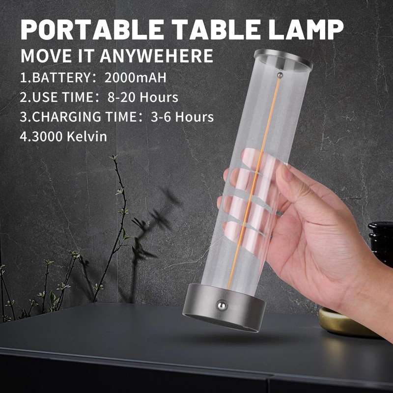 HAPYGI Indoor/Outdoor Portable Metal Table Lamp, Rechargeable Wireless Touch Switch
